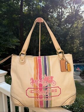 Coach 2012 Poppy Placed Legacy Stripe Glam Tote & Dusty